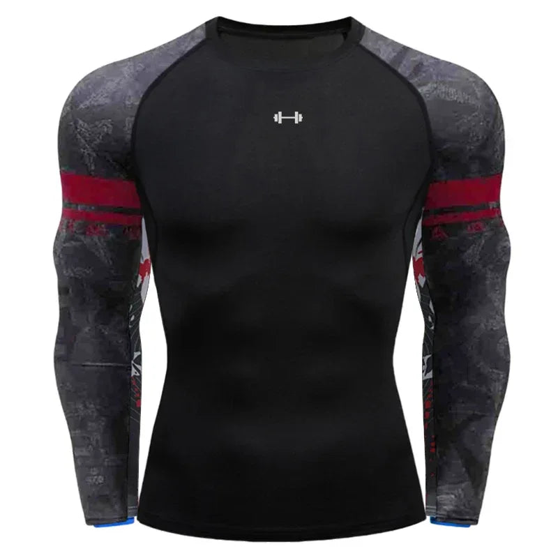 Gym Compression Dry Fit Men's Long Sleeves Fitness T-shirt Spring And Autumn Outdoor Sports Running Tees Sportswear Tops T-shirt - Zen Fit Plus