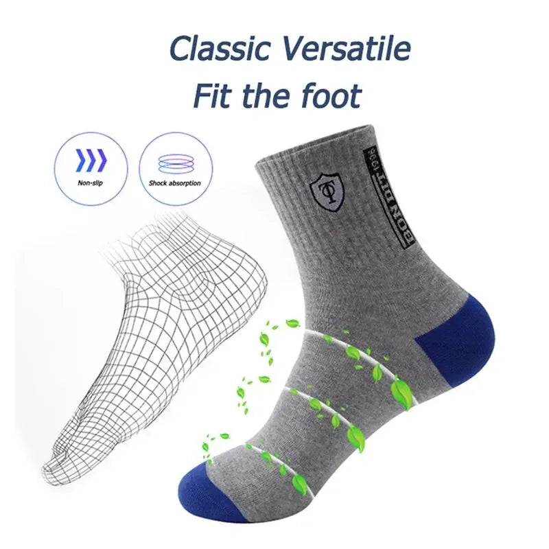 Hot sale Men's Sports Socks 5 Pairs Summer Casual Sweat Absorbent Comfortable Thin Breathable Middle Tube Basketball Socks Zen fit plus
