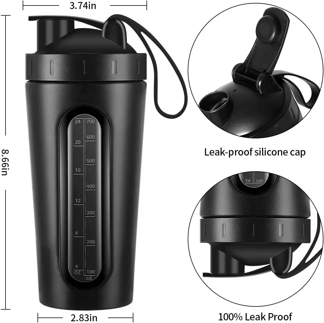 28oz Protein Shaker Bottle Portable BPA Free Leak Proof Sport Cup with Visible Window and Mixing Ball for Gym Fitness Workout Zen fit plus