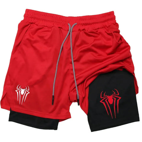2025Men's spider print gym casual sports compression shorts run mesh 2-in-1 sports shorts  shorts for men  basketball shorts Zen fit plus