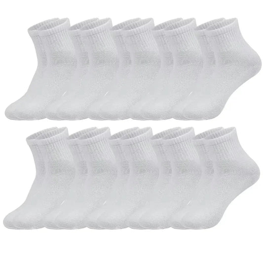 10 pairs of men's mid-calf socks black, white and gray cotton socks for all seasons, solid color match Zen fit plus