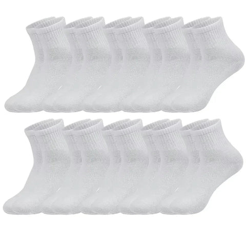 10 pairs of men's mid-calf socks black, white and gray cotton socks for all seasons, solid color match Zen fit plus
