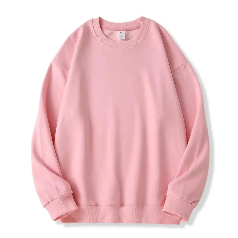 Thickened Fleece Cotton Hoodie Unisex Oversized round Neck Solid Color Couple's Sweatshirt Versatile Autumn Winter New Arrival Zen Fit Plus