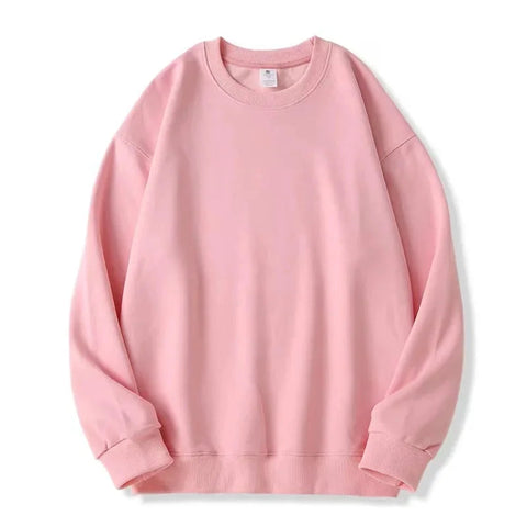 Thickened Fleece Cotton Hoodie Unisex Oversized round Neck Solid Color Couple's Sweatshirt Versatile Autumn Winter New Arrival Zen Fit Plus