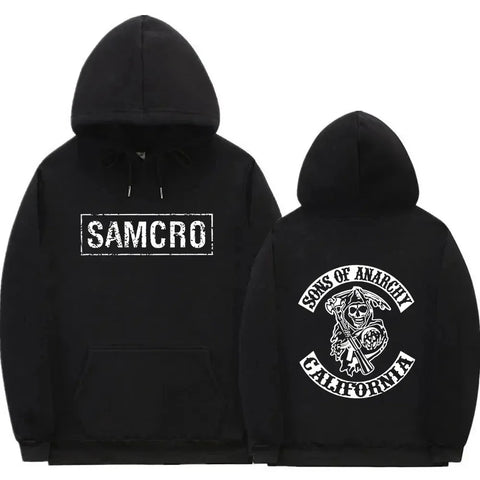 Double Sided Print Hoodie Sweatshirt Tops Sons of Anarchy SAMCRO Men Womnen Fashion Brand Design Pullover Cotton Fleece Hoodies - Zen Fit Plus