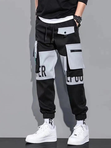 Classic Design Multi Flap Pockets Cargo Pants,Men's Loose Fit Drawstring Harem Cargo Jogger Pants oversized pants men and women Zen fit plus