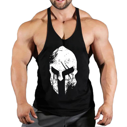 Men's solid color fitness trend print pattern loose thin belt vest breathable and comfortable sleeveless basketball vest Zen fit plus