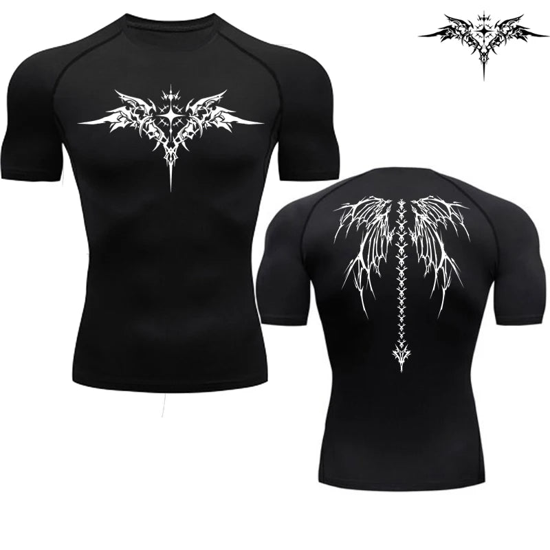 Casual Anime Print Running Compression T-Shirt Men's Quick-Drying Fitness Sportswear Gym Sports Long Sleeve Breathable Top S-3XL Zen fit plus