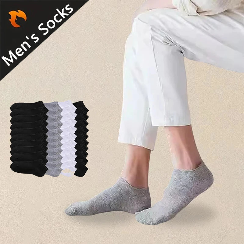 5/10 Pairs Men's Boat Socks Business Sport Sweat Absorption Mature Summer Autumn Solid Color Non Pilling Versatile Ankle Socks Zen fit plus