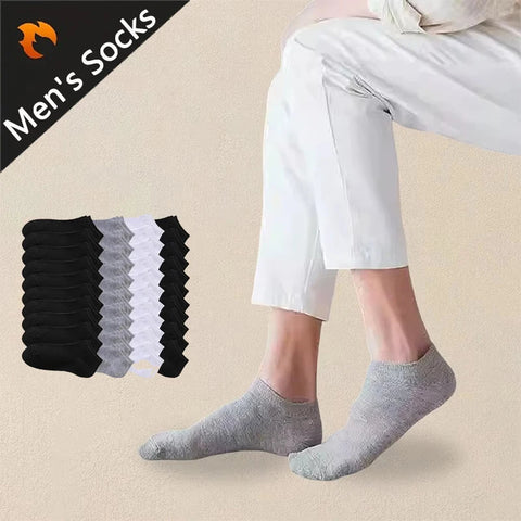 5/10 Pairs Men's Boat Socks Business Sport Sweat Absorption Mature Summer Autumn Solid Color Non Pilling Versatile Ankle Socks Zen fit plus