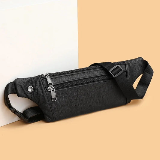 GENODERN Genuine Leather Men's Belt Bag Ultra-Thin Crossbody Bag Zen fit plus