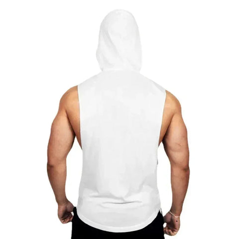MACHINE FITNESS Mens Gym Hooded Tank Top Cotton Bodybuilding Clothing Summer Muscle Fit Sleeveless Hoodies Shirt Sports Singlets - Zen Fit Plus