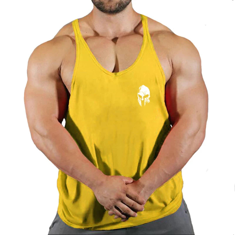 Men's solid color fitness trend print pattern loose thin belt vest breathable and comfortable sleeveless basketball vest Zen fit plus