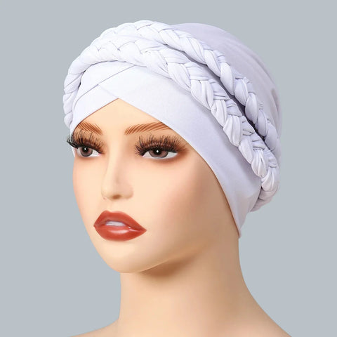 Lady Women Hat Chemo Cap Muslim Braid Head Scarf Turban Head Wrap Cover  Hair Loss Islamic Headwear Zen Fit Plus