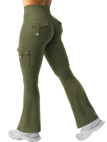 Essential Women's Fitness Pants: High-Waisted Flared Workout Pants with Pockets, Shaping and Tummy-Control Fitness Pants. - Zen Fit Plus