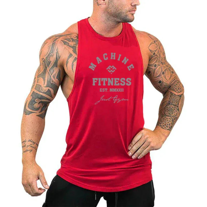 MACHINE FITNESS JUST GYM Bodybuilding Tank Top Mens Workout Vest Cotton Sleeveless shirt Jogger clothing Muscle Stringer Singlet - Zen Fit Plus