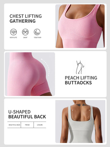 High Elastic Integrated Tight Fitting Jumpsuit Aerial Beauty Back Yoga Suit Seamless Jumpsuit for Women Zen fit plus
