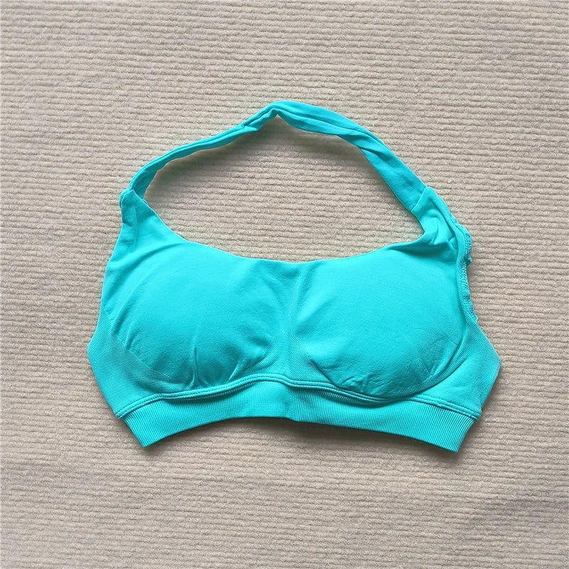 HBC Women's Sports Bra High Elastic Halter Top Push-up Fitness Workout Underwear Seamless Gym Tops Yoga Bra Zen Fit Plus