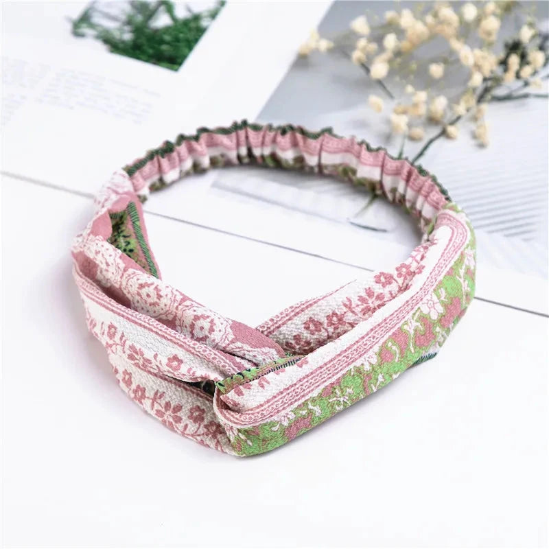 Fashion Women Girls Summer Bohemian Hair Bands Print Headbands Vintage Cross Turban Bandage Bandanas HairBands Hair Accessories Zen Fit Plus