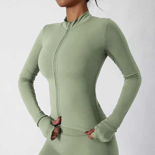 Zipper Women's Jackets New in Tight Running Sports Tops Breathable Nude Fitness Training Quick-drying Long-sleeved Yoga Clothes Zen fit plus