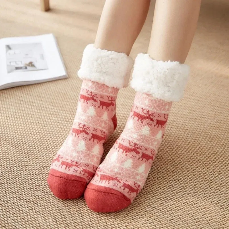 Winter Warm Socks Women penguin Plush Soft Female Non Grip Floor Slippers Short Sock Fuzzy Fluffy Deer Elk Bear Christmas Gift - Zen Fit Plus