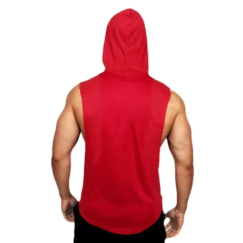MACHINE FITNESS Mens Gym Hooded Tank Top Cotton Bodybuilding Clothing Summer Muscle Fit Sleeveless Hoodies Shirt Sports Singlets - Zen Fit Plus