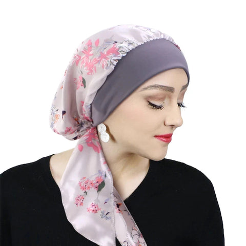 Printed Pre-tie Headscarf Women Elastic Muslim Female Turban Cancer Chemo Hat Hair Loss Cover Head Wrap Headwear Stretch Bandana Zen Fit Plus