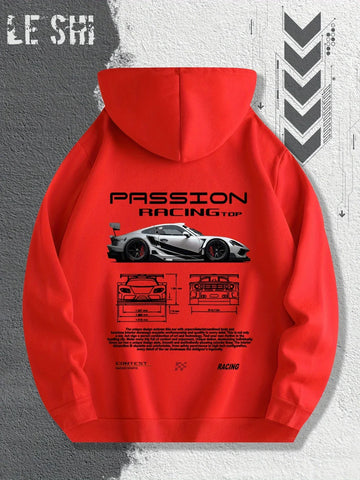 Men'S Passionate Racing Graphic Hoodie Featuring Race Cars and Sports Car Illustrations, Perfect for Everyday Wear - Zen Fit Plus