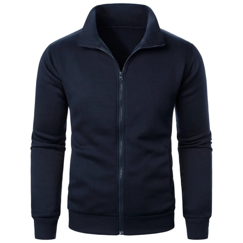 Men's casual sports zipper stand up collar jacket, men's solid color top - Zen Fit Plus