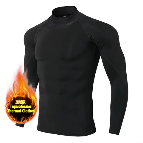 Winter Man Compression Shirt Cycling Clothing Warmth Shirt Warm Bottoming Shirt Men Compression T-Shirt Gym Sportswear 2024 New - Zen Fit Plus