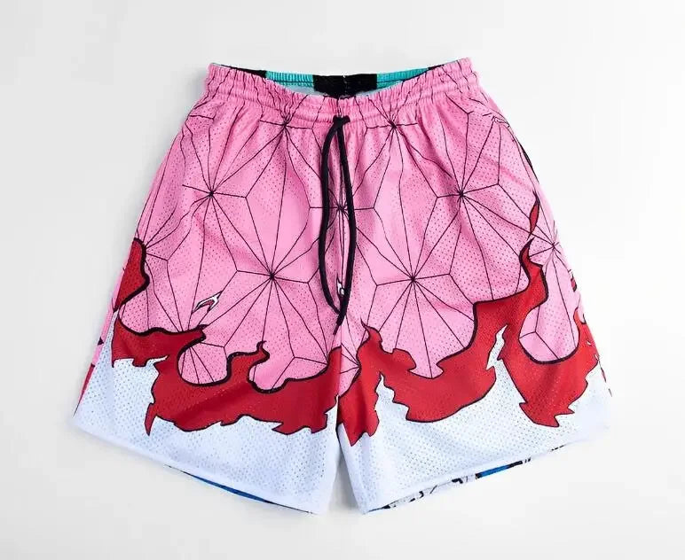 Anime Casual Shorts Men Women Manga Cartoon Sports Gym Shorts Fitness 3D Print Quick Dry Mesh Board Shorts Summer Male Zen fit plus