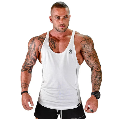GYM Clothing Summer Fitness Cotton Tank Top Men Jogging Bodybuilding Sleeveless Shirt Breathable O-Neck Casual Muscle Men's Vest Zen fit plus