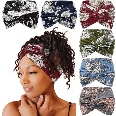 Boho Style Wide Headbands For Women Extra Large Turban Workout Headband Fashion Yoga Hair Bands Twisted Thick Hair Accessories Zen Fit Plus