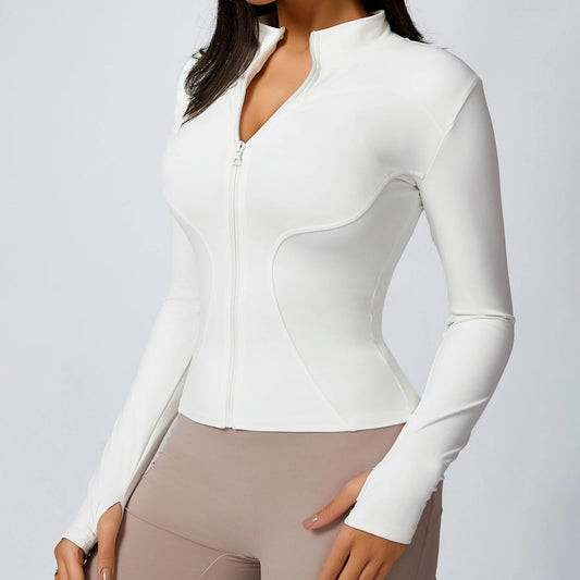 New Yoga Coat Women Short Sports Workout Jacket Solid Color Quick Dry Lightweight Zip Up Fitness Athletic Slim Fit Tops Zen fit plus
