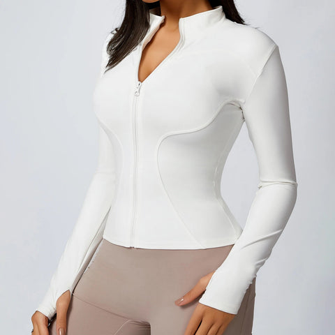 New Yoga Coat Women Short Sports Workout Jacket Solid Color Quick Dry Lightweight Zip Up Fitness Athletic Slim Fit Tops Zen fit plus