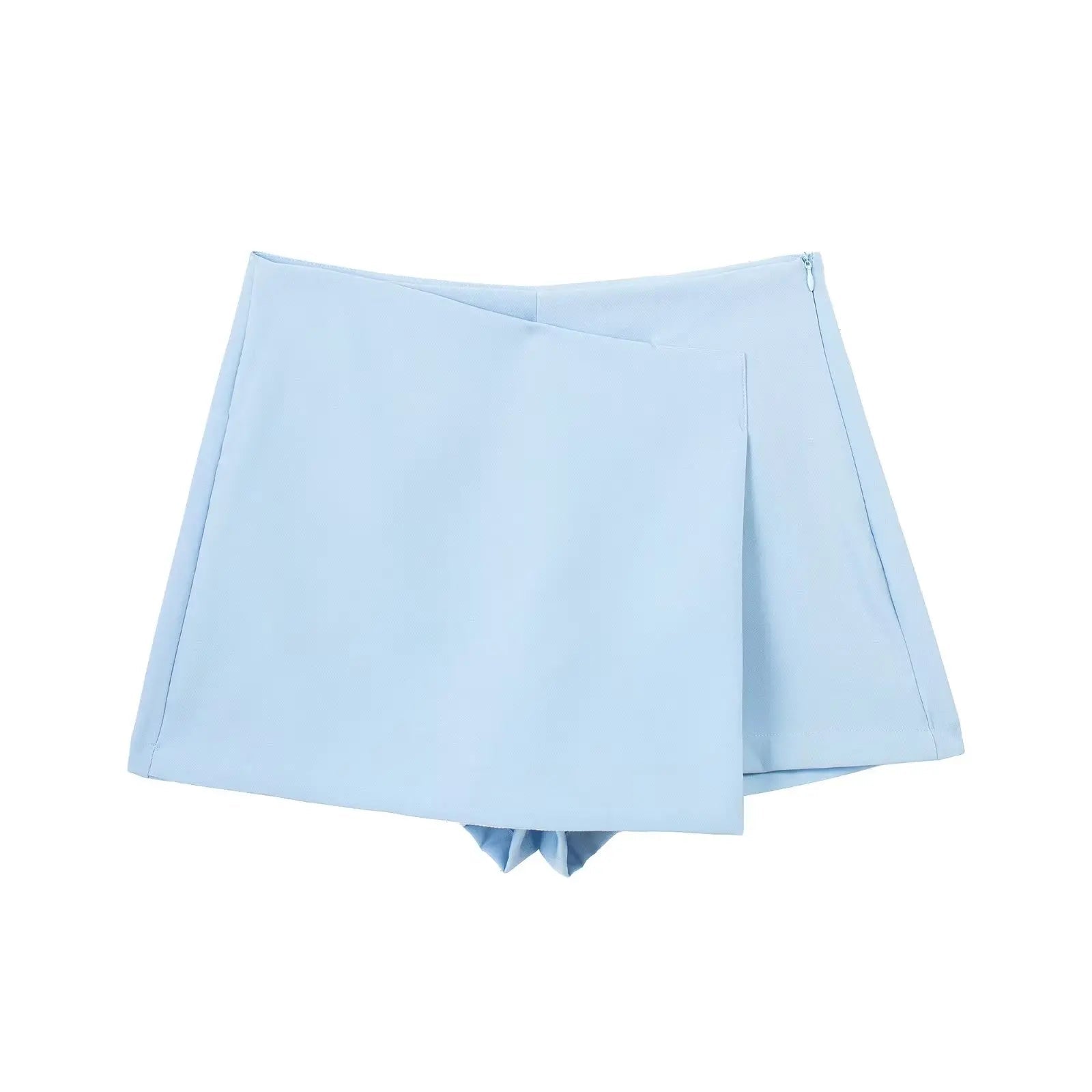 Willshela Women Fashion Solid Asymmetrical Side Zipper Skirts Shorts Vintage High Waist Female Chic Lady Shorts Zen fit plus