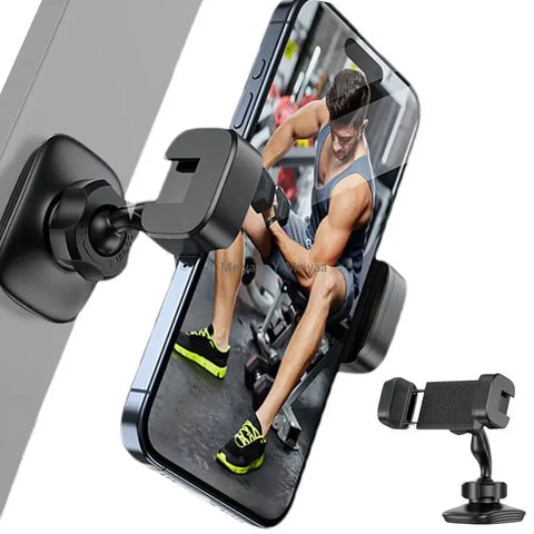 Gym Magnetic Phone Holder 360 Adjustable Stand For Cell Phone Compatible With 4-7" Smartphones Alloy Base And Joint - Zen Fit Plus