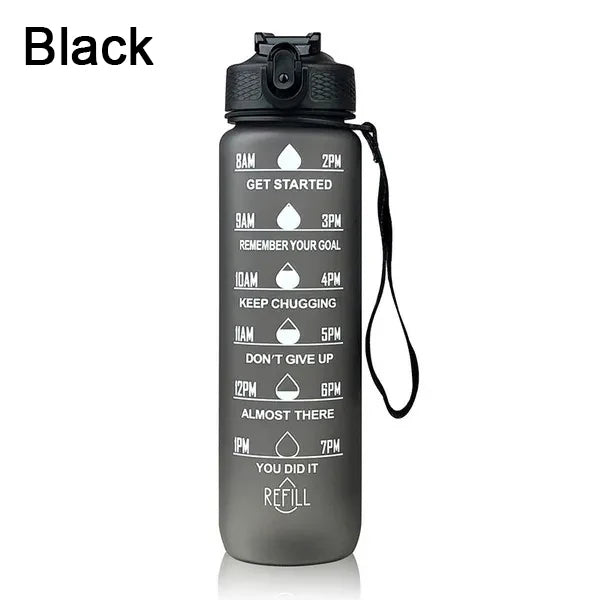 1000ML Water Bottle With Time Marker Plastic Motivational Water Bottle Drinking Bottle for Gym Sports Outdoor Travel Work 1PC Zen fit plus