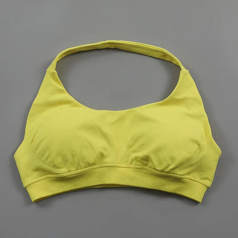 Impact Sports Bra for Women Seamless Halter Neck Strap Bra Sexy Open Back Padded Yoga Top Bra Medium Support Gym Crop Top Zen fit plus