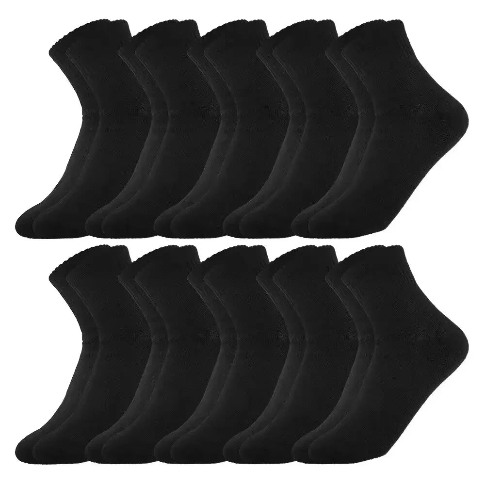 10 pairs of men's mid-calf socks black, white and gray cotton socks for all seasons, solid color match Zen fit plus