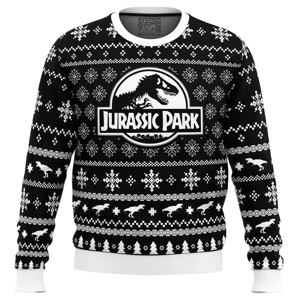 2024 Autumn Winter Men's Jurassic Park Christmas Head Ugly Christmas Hoodie Women's Casual Sports Party Hoodie - Zen Fit Plus