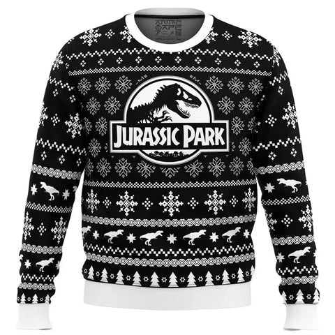 2024 Autumn Winter Men's Jurassic Park Christmas Head Ugly Christmas Hoodie Women's Casual Sports Party Hoodie - Zen Fit Plus