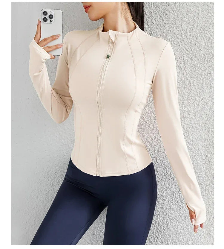 Women Yoga jacket Gym Wear zipper long sleeve fitness woman Jackets Coat - Zen Fit Plus