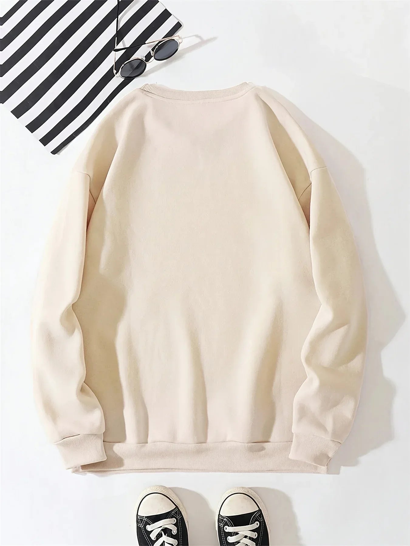 Men's autumn and winter fashionable casual loose futune letter graphic printed long sleeved round neck sweatshirt - Zen Fit Plus