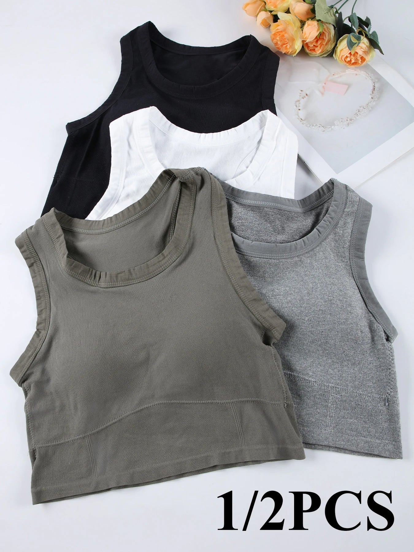 1/2 PCS Back Sports Bra Women Sleeveless Vest Beautiful Slim Tube Top Underwear With Bra Pads Undershirt Elastic Korean Crop Top Zen fit plus