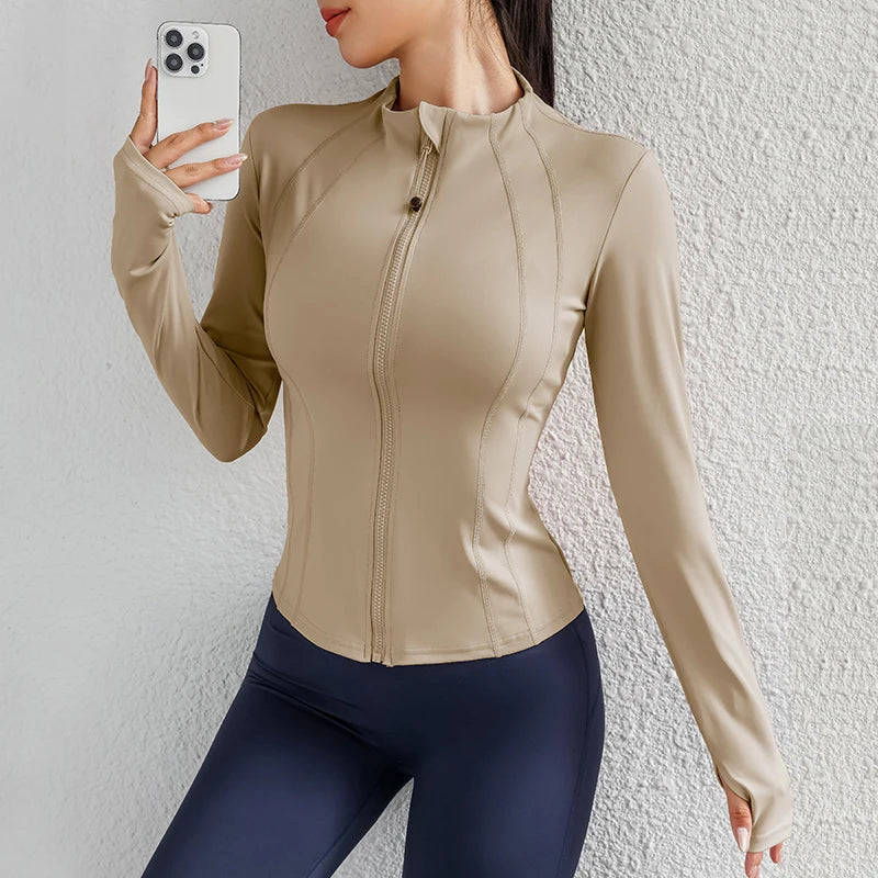 Women Yoga jacket Gym Wear zipper long sleeve fitness woman Jackets Coat Zen fit plus
