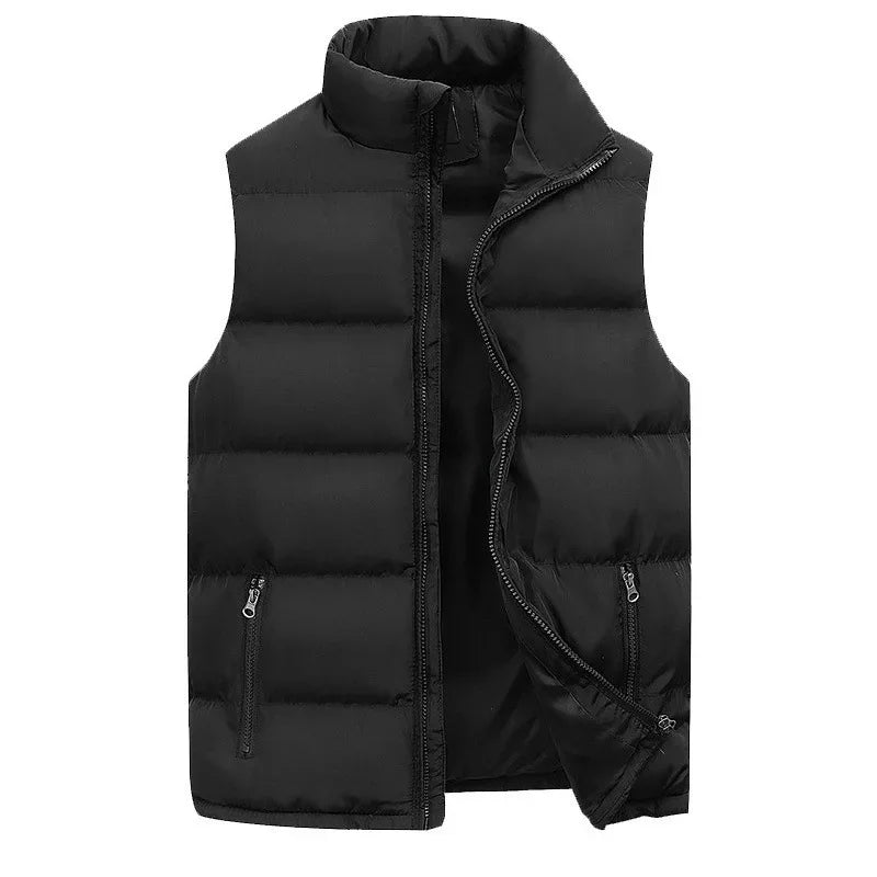 Mens Vest Jacket Warm Sleeveless Jackets Winter Waterproof Zipper Coat Autumn Stand-up Collar Casual Waistcoat Brand Clothing - Zen Fit Plus