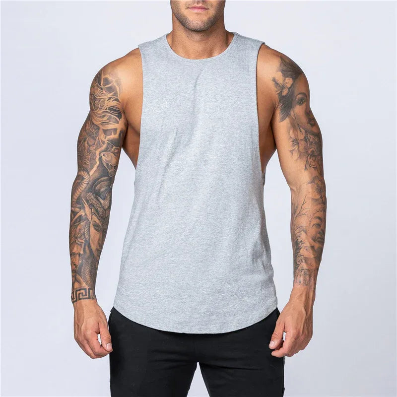 Men's Gym Clothing Summer Fitness Cotton Tank Top Men Jogging Bodybuilding Sleeveless Shirt Breathable O-Neck Casual Muscle Vest - Zen Fit Plus