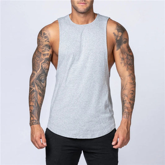 Men's Gym Clothing Summer Fitness Cotton Tank Top Men Jogging Bodybuilding Sleeveless Shirt Breathable O-Neck Casual Muscle Vest Zen fit plus