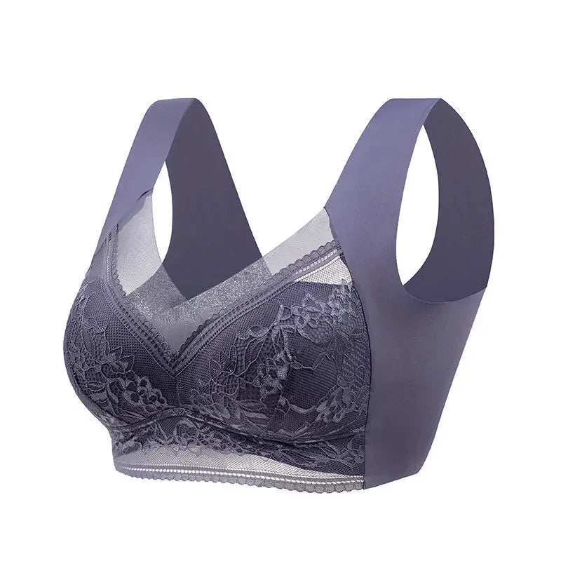 L-6L Women Large Bra Push Up Ice Silk Seamless upper Bralette Lace Wireless Summer Bras Plus Size Top Lingerie Underwear 15019 Zen fit plus